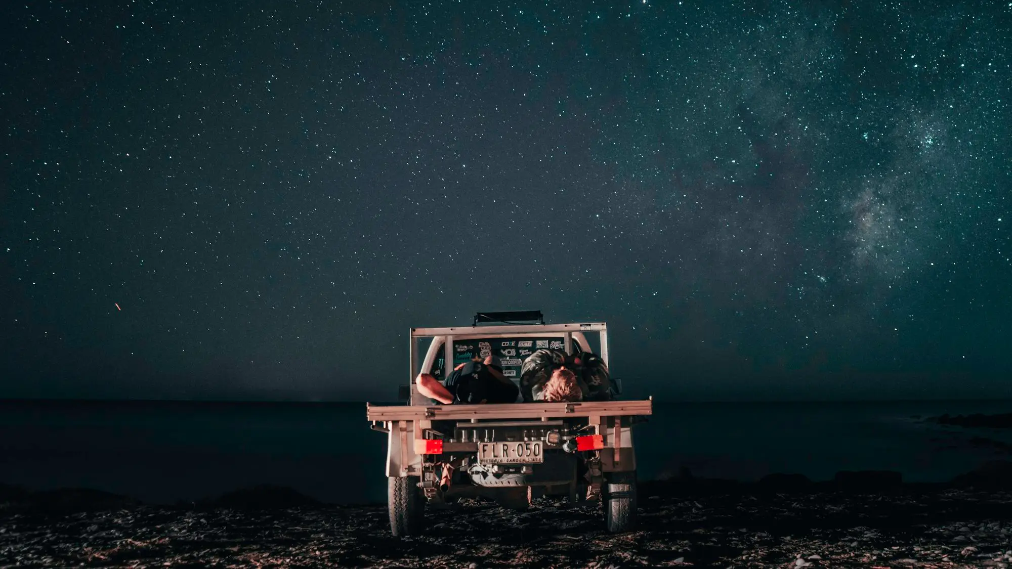 Work ute parked under a starry night sky in Portland, Victoria